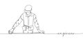 Engineer, foreman, builder, architect in working uniform one line art. Continuous line drawing of repair, professional