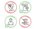 Engineer, Fragile package and Technical documentation icons set. Consolidation sign. Vector Royalty Free Stock Photo