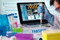 Engineer genetic working in laboratory with pipette Royalty Free Stock Photo