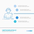 Engineer, headphones, listen, meloman, music Infographics Template for Website and Presentation. Line Blue icon infographic style