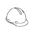 Engineer helmet hand drawn outline doodle icon. Hard hat vector sketch illustration for print, web, mobile and