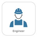 Engineer Icon. Man in Hard Hat. Buider Symbol. Royalty Free Stock Photo