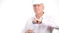 Engineer Image Drinking Fresh Water from a Bottle Royalty Free Stock Photo