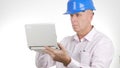 Engineer Image Work Using Laptop Wireless Network Connection Royalty Free Stock Photo