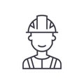 Engineer, industry vector line icon, sign, illustration on background, editable strokes Royalty Free Stock Photo