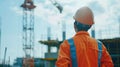 Engineer inspecting construction materials and structures