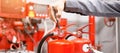 Engineer inspection Fire extinguisher in control room Royalty Free Stock Photo