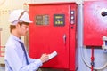 Engineer inspection Industrial fire control system Royalty Free Stock Photo