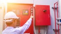 Engineer inspection Industrial fire control system Royalty Free Stock Photo