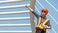 Engineer inspector construction building in the project site. Asia man architect worker