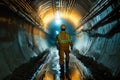 Engineer Inspects Underground Tunnel background Royalty Free Stock Photo