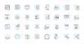Engineer linear icons set. Innovation, Precision, Design, Problem-solving, Ingenuity, Creativity, Technology line vector