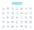 Engineer linear icons set. Inventive, Analytical, Innovative, Skilled, Detail-oriented, Logical, Precise line vector and