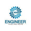 Engineer Logo Design, Letter E Gear Logo, Engineer logo with letter E and Gear elements