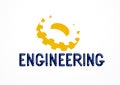 Engineer logo or icon with gears and cog wheels, stylish industrial . Royalty Free Stock Photo