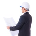 Engineer looking construction diagram Royalty Free Stock Photo