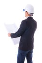 Engineer looking construction diagram Royalty Free Stock Photo