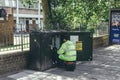 Engineer maintenance telecommunication stand on a street