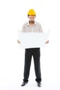 Engineer man standing yellow helmet Royalty Free Stock Photo