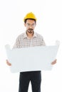 Engineer man standing yellow helmet Royalty Free Stock Photo