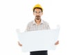 Engineer man standing yellow helmet Royalty Free Stock Photo