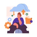 Engineer man working on cloud computing settings