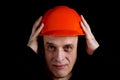 Engineer or manual worker man in safety hardhat Royalty Free Stock Photo