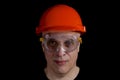 Engineer or manual worker man in safety hardhat Royalty Free Stock Photo