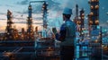 An engineer in oil refinery. AI generated Royalty Free Stock Photo