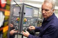 Engineer Operating Computer Controlled Lathe Royalty Free Stock Photo