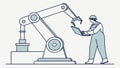 Engineer operating robotic arm, advanced technology, automation and industry, vector design Generative AI Royalty Free Stock Photo