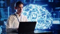 Engineer performs AI simulations