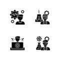 Engineer profession black glyph icons set on white space