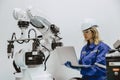 Engineer program robot machine in advance technology robotic factory industry, Service maintenance robot arm software