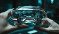 Engineer repairing computer equipment, working with electrical components in factory generated by AI