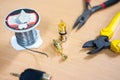 Engineer Repairing RCA cable Royalty Free Stock Photo
