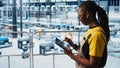 Engineer in smart factory implementing automated workflows Royalty Free Stock Photo