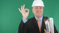 Engineer Smile and Make OK Hand Gestures Good Job Sign