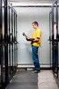 The engineer stand in datacenter Royalty Free Stock Photo
