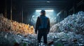 Engineer Standing and looking back The plastic bottle in the recycling industry. Neural network ai generated Royalty Free Stock Photo