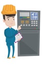 Engineer standing near control panel. Royalty Free Stock Photo