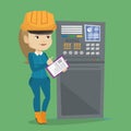 Engineer standing near control panel. Royalty Free Stock Photo