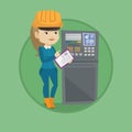 Engineer standing near control panel. Royalty Free Stock Photo