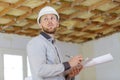 engineer supervising building construction site Royalty Free Stock Photo