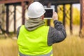 Engineer with tablet PC at outdoors Royalty Free Stock Photo