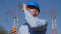 Engineer Take Breakfast at Work Eat a Snack and Drink fresh Water Royalty Free Stock Photo