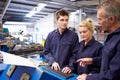 Engineer Teaching Apprentices To Use Tube Bending Machine