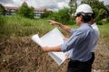 Engineer team plan construction site Royalty Free Stock Photo