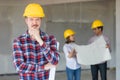 Engineer team working together in construction site Royalty Free Stock Photo