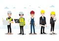 Engineer , technician, builders and mechanics people teamwork cartoon character. Vector illustration